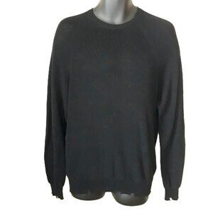 Laneus Black Distressed Crew Neck Cotton Sweater US L/IT 50 Quiet Luxury Grunge